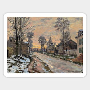 Road to Louveciennes, Melting Snow, Setting Sun by Claude Monet Magnet